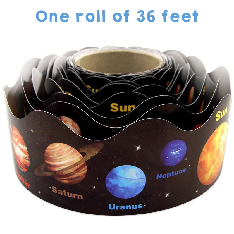 Fancy Land Space Bulletin Board Border Outer Space Planet Borders for Bulletin Board Solar System Trim Borders for Back to School Classroom Decorations Science Decor Supplies 36ft - Image 2